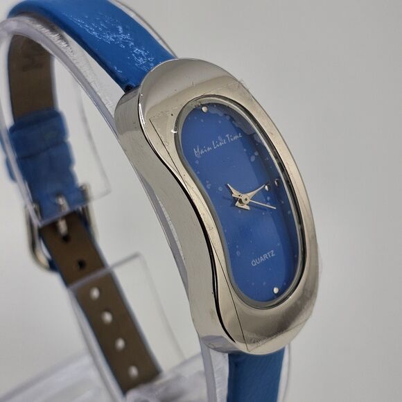 Main Line Time Women's Watch 20MM Blue Dial Blue Leather Bands New Battery - Picture 4 of 14